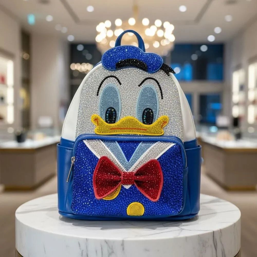 Handmade Rhinestone Donald Duck Inspired Mini Backpack Bling